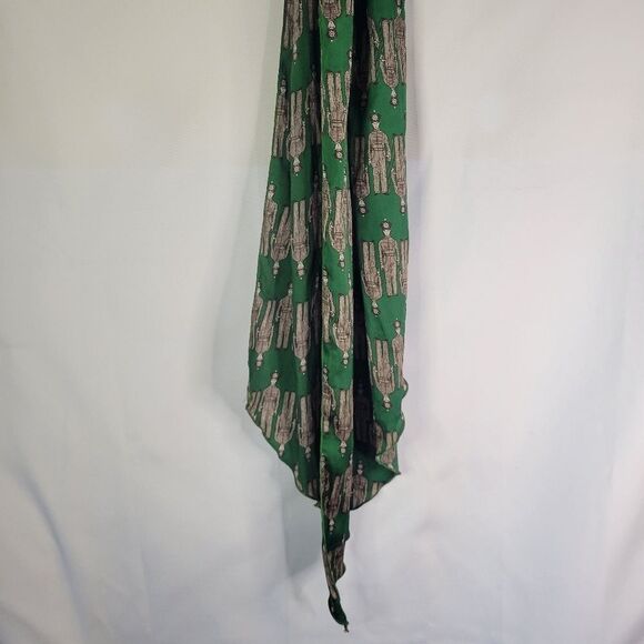 Green Silky Scarf with Police Officer Print - Picture 5 of 7